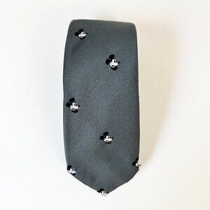 Vtg Mickey Mouse Tie Walt Disney Cervantes Polyester Gray Embroidered USA